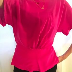 Vintage Nordstrom Hot Pink Silk Peplum Top
